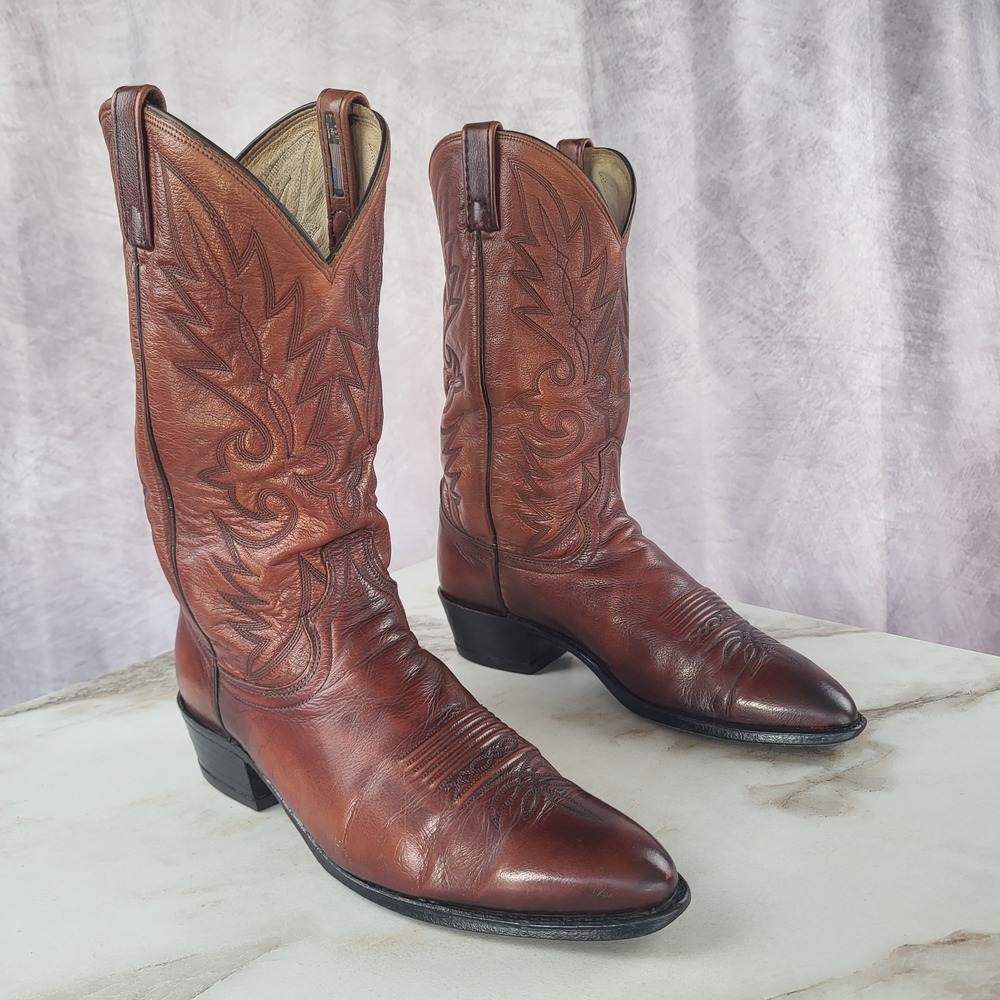 Dan Post USA Size 11 D Men's Classic Cognac Cordovan Color Western Cowboy Boots